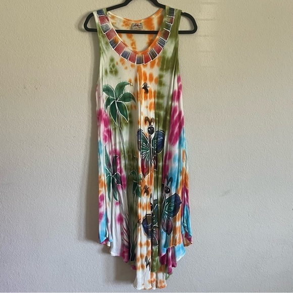 Chili Pepper woman's colorful butterfly dress one size free spirit art to wear - Picture 1 of 8